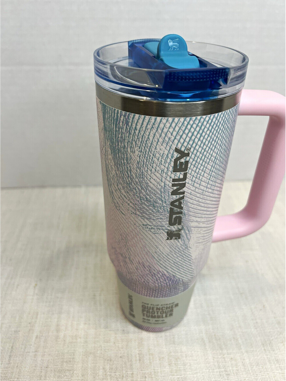 Stanley 30 oz Stainless Steel Tumbler w/ Handle & Lid Pink/Blue Abstract